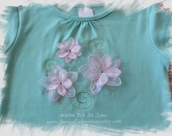 Beautiful 3D Frangipanis Machine Embroidery Designs + Frangipani Redwork and Colorwork Machine Embroidery Design Pack