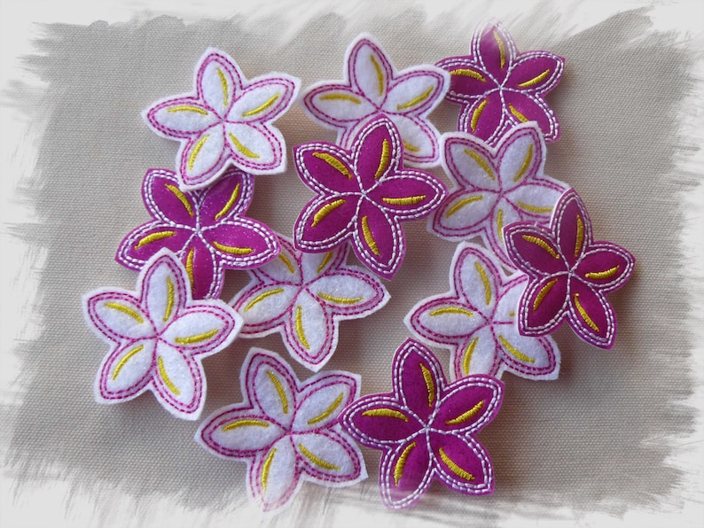 Frangipani Felties with Felt or Glitter Vinyl In The Hoop Machine Embroidery Designs image 1