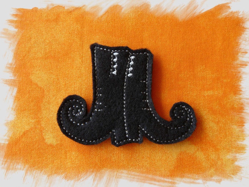 Halloween Witches Boots Felties In The Hoop Machine Embroidery Etsy