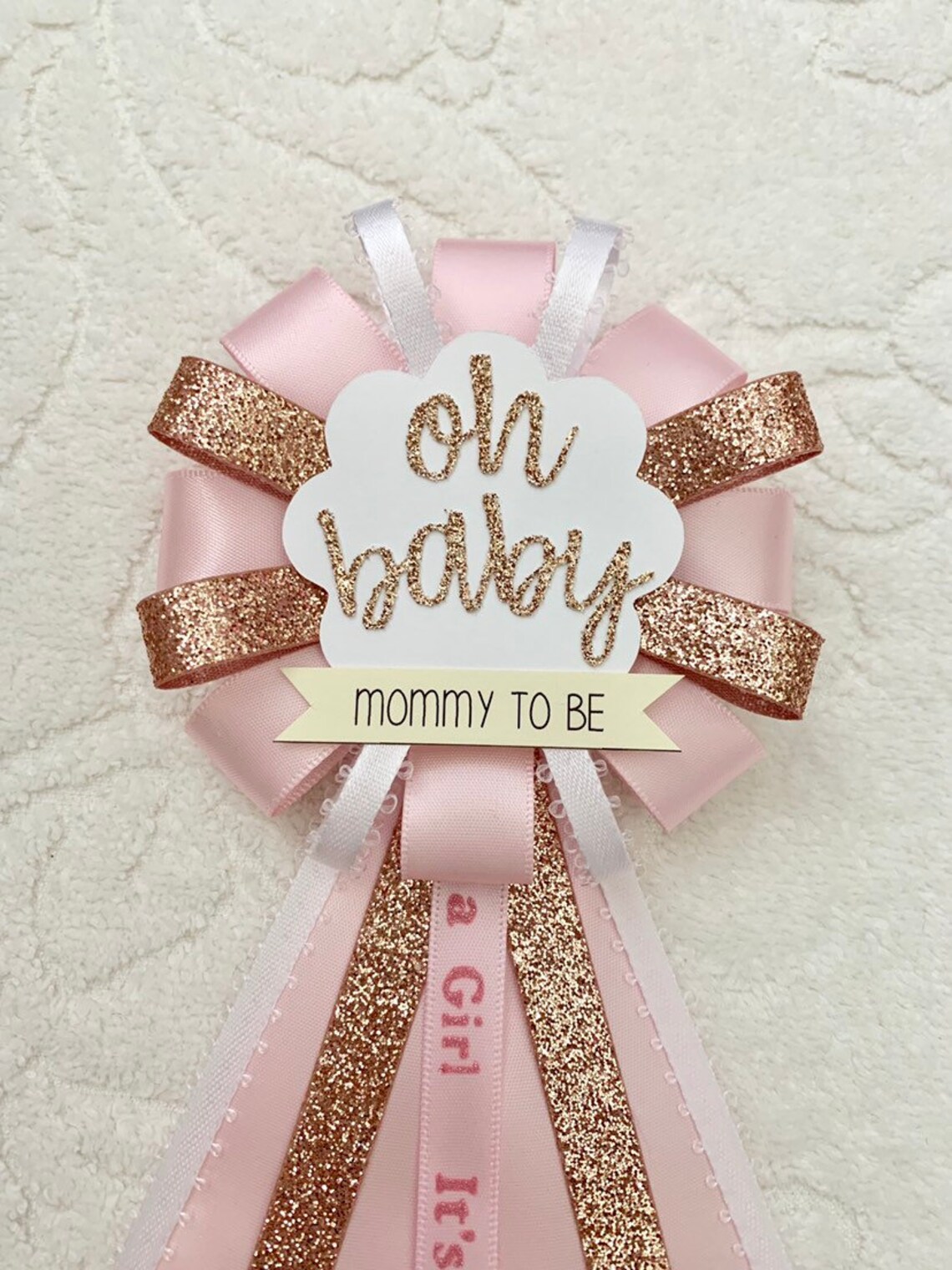 Mommy to Be Ribbon Corsage for Baby Shower It's a Girl | Etsy