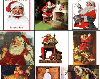 Norman Rockwell Art,choose - cross stitch pattern or photo print/iron on transfer/sticker/ 9 paintings- Santa or Father Christmas paintings