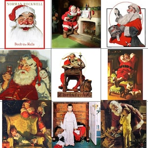 Norman Rockwell Art, do wyboru - wzór do haftu krzyżykowego lub wydruk fotograficzny/naprasowanka/naklejka/9 obrazów - obrazy Świętego Mikołaja lub Świętego Mikołaja