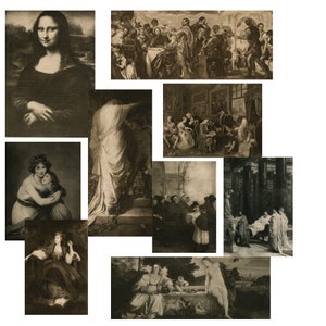 Ex libris del dipinto tratto da The Hundred Best Pictures Antique Photogravure con punta su carta di supporto originale compilata nel 1901 da Charles Letts