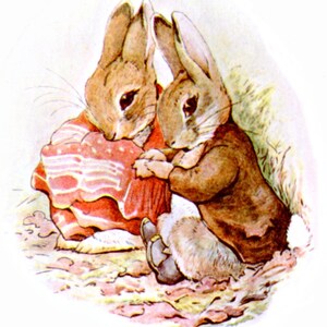 The Tale of Benjamin Bunny, impresión vintage original de la década de 1920, de Beatrix Potter, magnífica obra de arte nostálgica