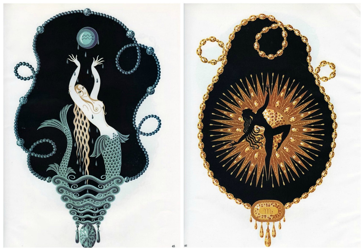 Erte Original Classic Print. 1970's Double Sided Print From
