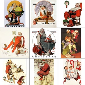 Norman Rockwell Art, au choix - motif de point de croix ou impression photo/fer sur le transfert/autocollant/9 peintures- peintures du père Noël ou du père Noël