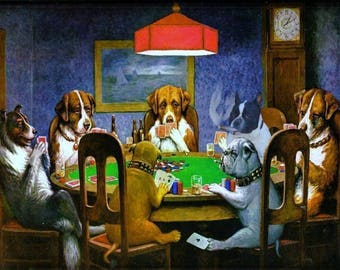 Serie de perros jugando al póquer de Cassius Marcellus Coolidge - elección de 10 imágenes - impresión fotográfica de alta calidad - disponible en tamaño A4 o A5