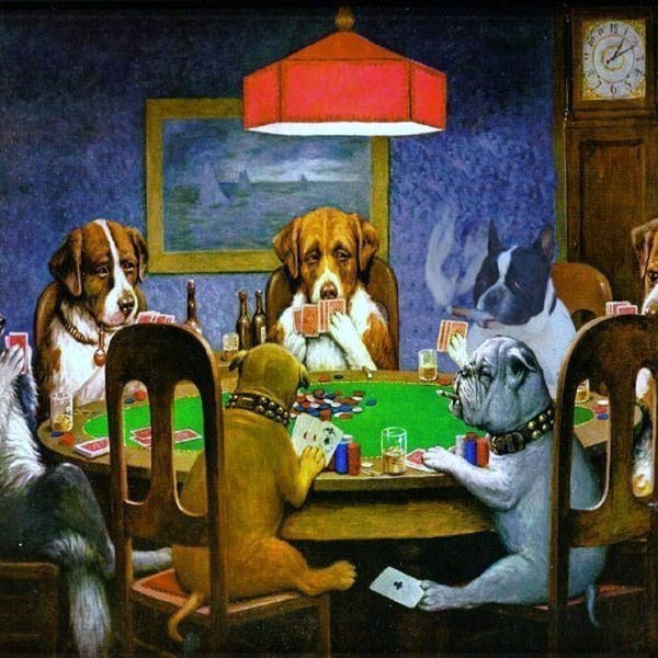 Cani che giocano a poker serie di Cassius Marcellus Coolidge - scelta di 10 immagini - stampa fotografica di alta qualità - disponibile in formato A4 o A5