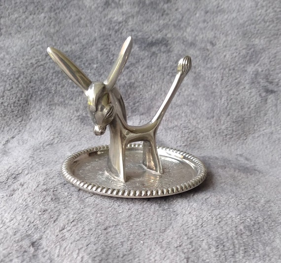 Vintage Silver Plated Donkey Ring holder by Seba.… - image 1