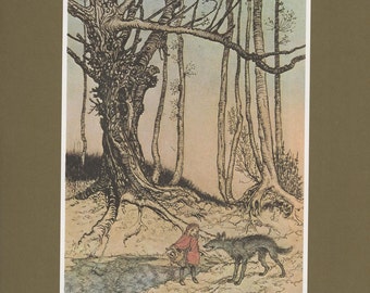 FairyTale original vintage 1972 print  by Arthur Rackham choice of 8 prints red riding hood,briarrose,rapunzel,Hansel & Gretel,frog prince