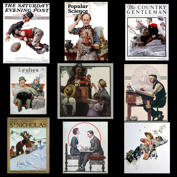 Norman Rockwell Art,choose - cross stitch pattern or photo print/iron on transfer/sticker/ 9 paintings- painting the house, red cross etc