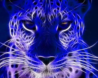 Cheetah fractal art cross stitch pattern or photoprint/iron on transfer/sticker/ cross stitch chart available for DMC or ANCHOR threads