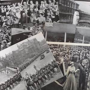 Queen Elizabeth II and British Royal Family Original vintage bookplates  double spread pages  from an old vintage book