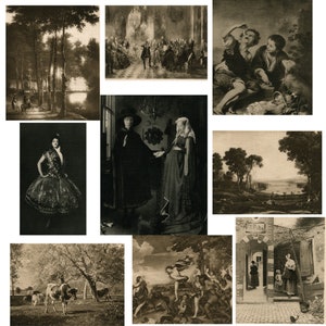 Ex libris del dipinto tratto da The Hundred Best Pictures Antique Photogravure con punta su carta di supporto originale compilata nel 1901 da Charles Letts