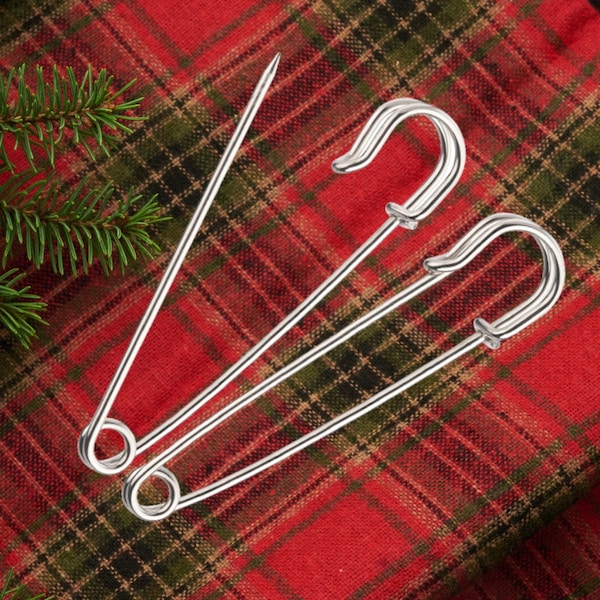 Kilt Pins métal 70mm/ 3" couleur argent, épingle traditionnelle celtique des Highlands écossais / irlandais Tartan pour kilts, châle, écharpe, broche FREEPOST UK