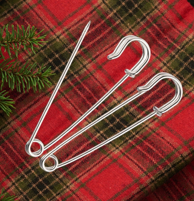 Kilt Pins metal 70mm/ 3 silver color, Celtic Highland Scottish / Irish Tartan traditional pin for kilts, shawl, scarf, brooch FREEPOST UK image 1
