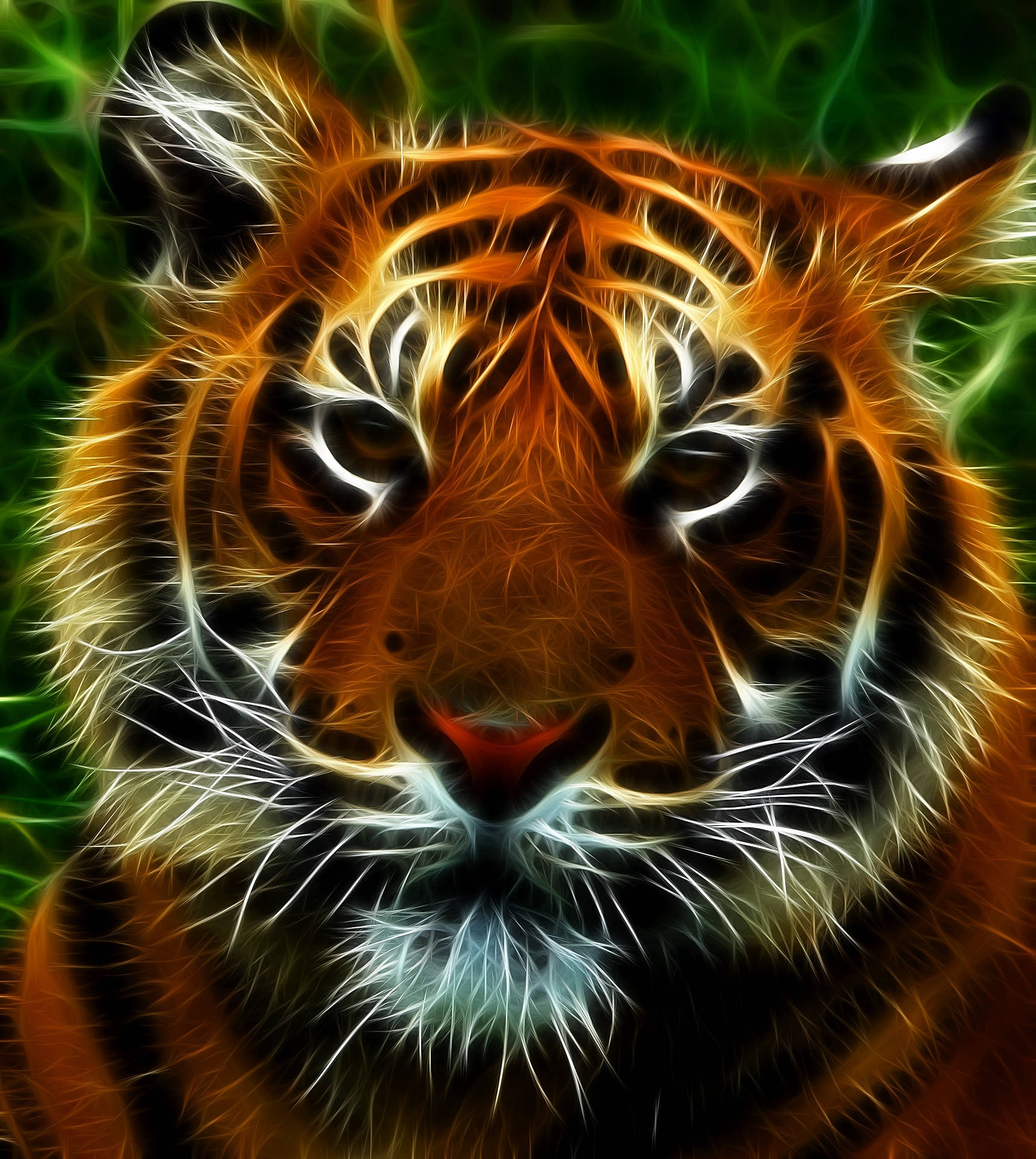 Tiger fractal art cross stitch pattern or photoprint/iron on transfer/sticker/ cross stitch chart available for DMC or ANCHOR threads