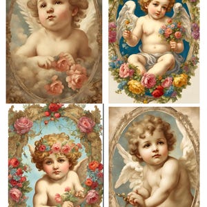 Vintage Baby Cherub Angels. choose a picture then choose it as a cross stitch chart/photoprint/iron on transfer/ set of 4 A6