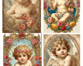 Vintage Baby Cherub Angels. choose a picture then choose it as a cross stitch chart/photoprint/iron on transfer/ set of 4 A6