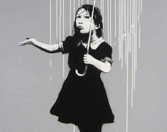 Banksy girl & umbrella + 9 other pictures choose photo print/iron on transfer/sticker/ cross stitch chart DMC or ANCHOR threads