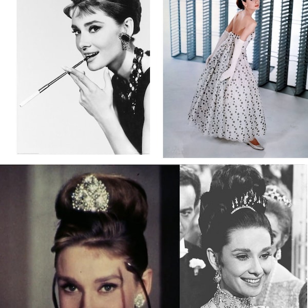 Audrey Hepburn Hollywood Actress -  choose a print/iron on transfer/sticker/set of 4 option/cross stitch chart, available in DMC or ANCHOR