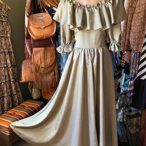 off the shoulder peasant maxi dress Jaded Gypsy Dress 1 Size Cream Off Shoulder Ruffle Boho WC Cotton Flowy  Peasant