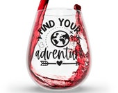 Find Your Next Adventure Travel Lovers Stemless Wine Glass, 11.75oz