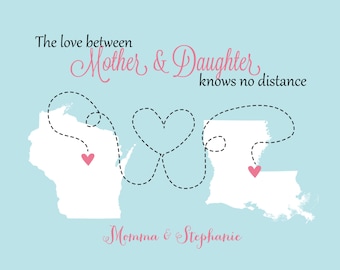 Mother's Day Gifts For Mom From Daughter Mothers Day Print Family, Mom, Dad, Sister, Best Friend Art Print Map Christmas Gifts for Mom Ideas