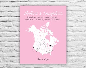 Long Distance Gift for Mom, Gift for Her Grandma, Canada from Daughter, Mother and Daughter Present United States, Women, Jewelery Gift