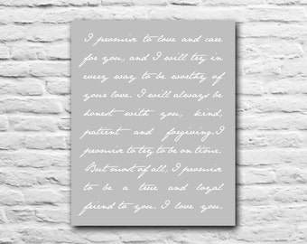 Anniversary Gift for Wife Custom Vows Script Text Handwriting Gift For Husband Wedding Personalized Typography Song Lyrics Valentines Day