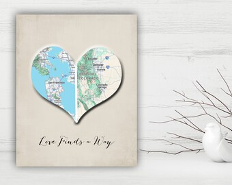 Custom Valentines Day Gift, Personalized Gifts, for Him, Map Heart gifts, Where It All Began, Unique Gifts, Housewarming, Wedding Gift