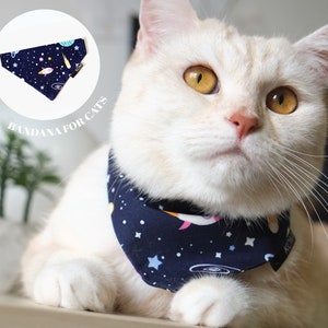 Cute Cat bandana Collar - galaxy bandana cat collar - space bandana cat collar, cat bandana stars, Kitten bandana, cat bandana summer