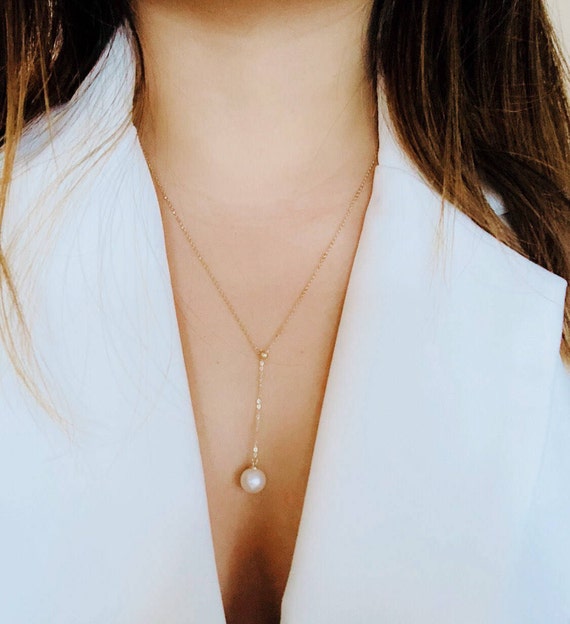 Adjustable 14K Solid Gold Lariat and Y 