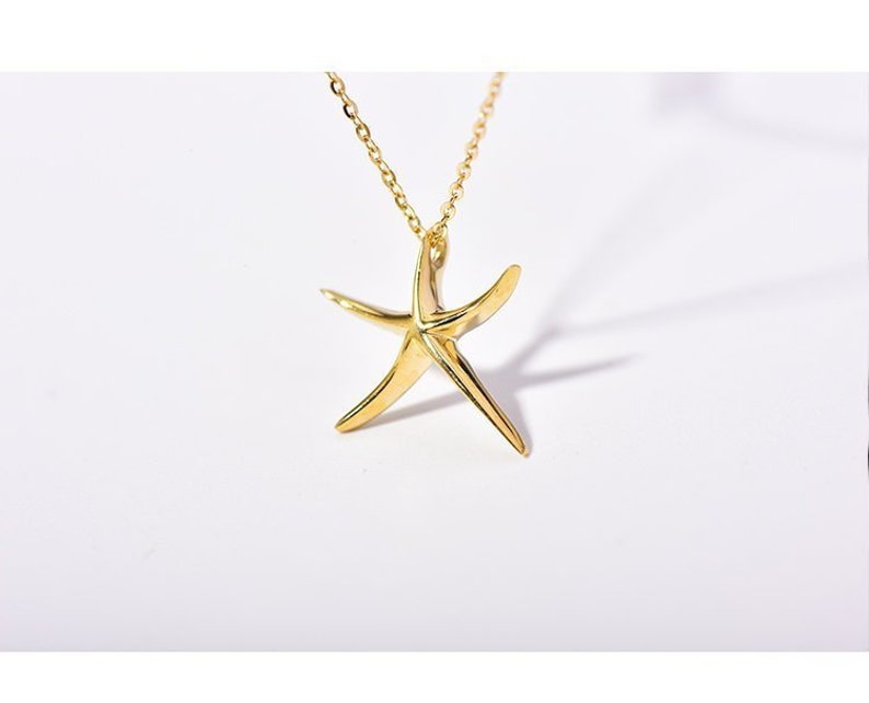 14K solid gold starfish pendant starfish charm beach Etsy