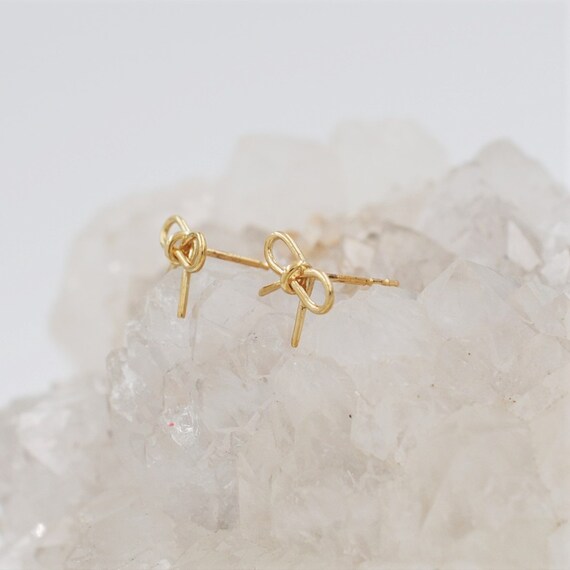 Boucles D'Oreilles Diamants 1,10 Ct Or Rose 14K - Noeud D'Amour - Neuf Avec Étiquettes