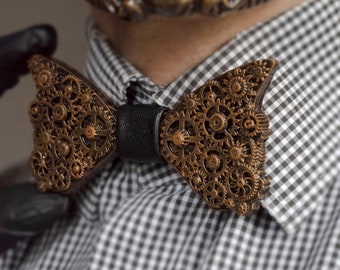 Bow Tie 3D with three-dimensional steampunk gears.