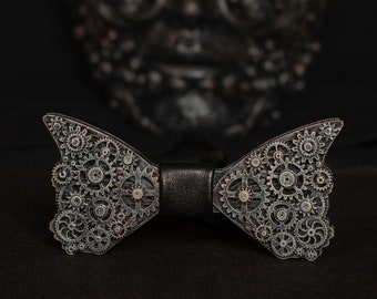 Bow Tie with three-dimensional steampunk gears.