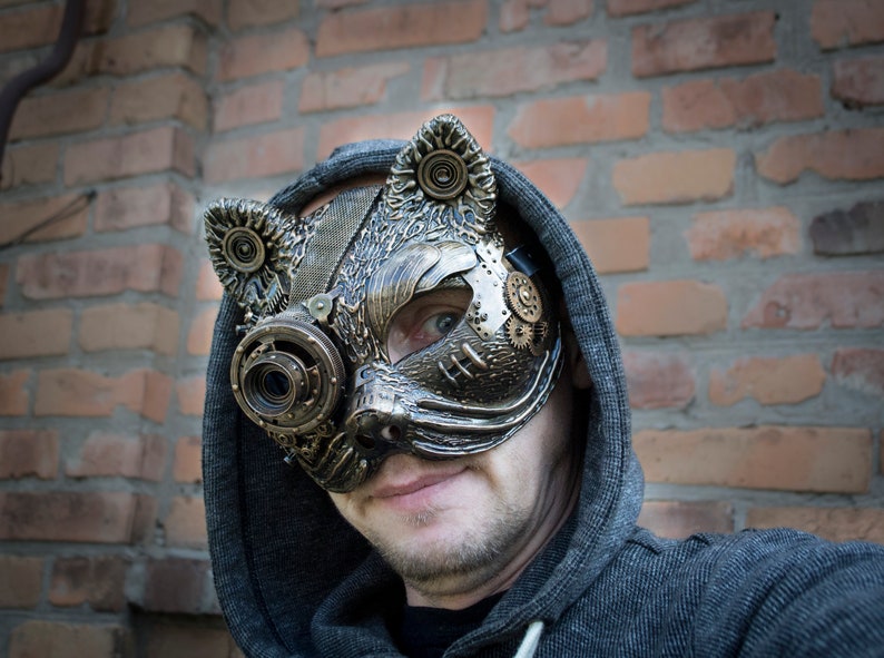 Burning man Steampunk mascarade mask Cat Etsy