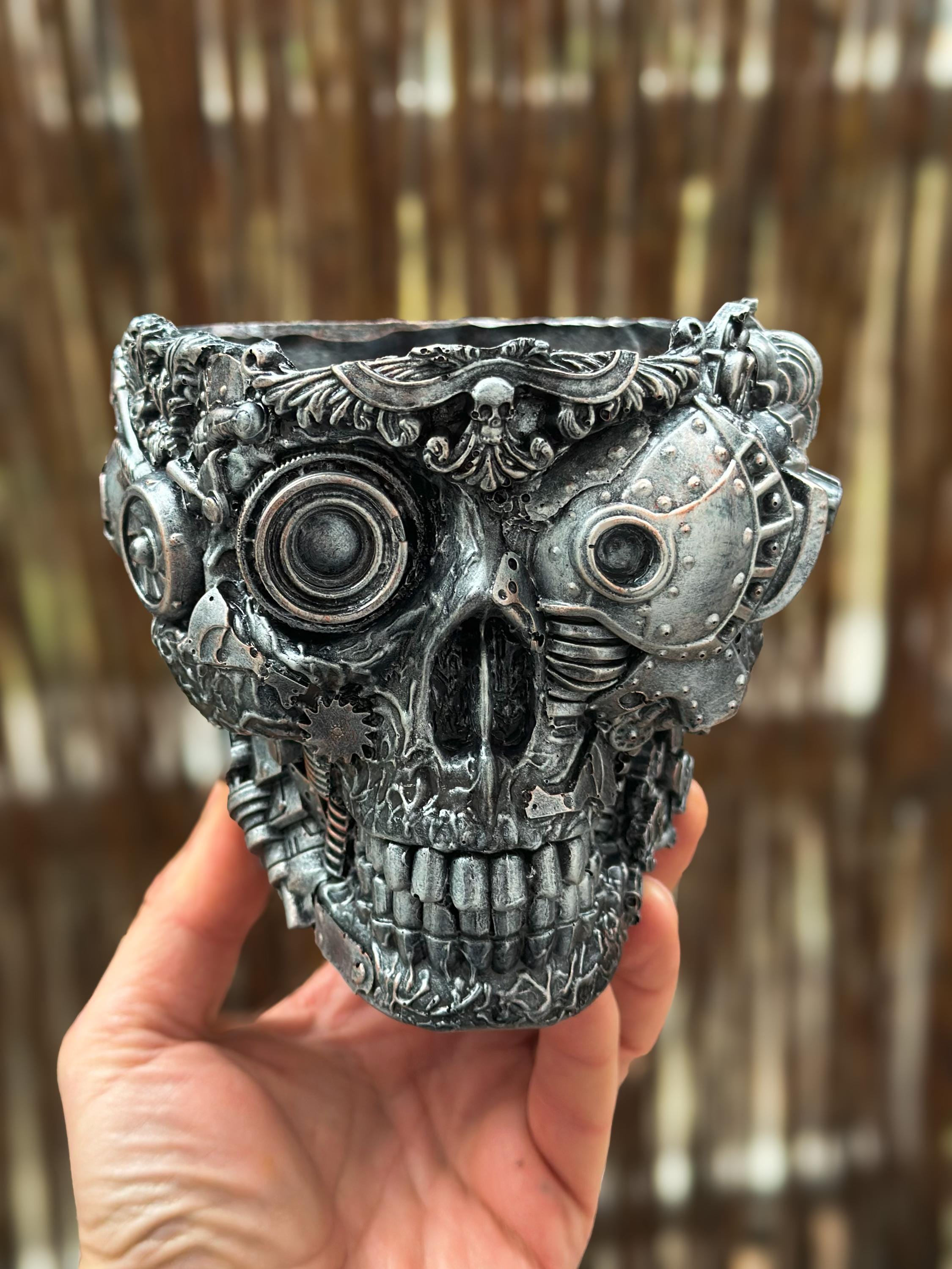 Steampunk Skull Organizer: Hand-painted Home Decor Pot - Etsy Israel