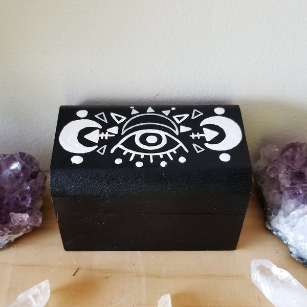 Eye  Mini Manifestation Box - Altar box, Jewelry box, Painted box, Law Of Attraction