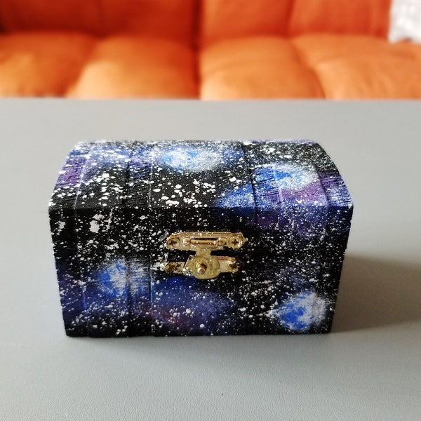 Full Galaxy Mini Manifestation Box - Altar box, Jewelry box, Painted box