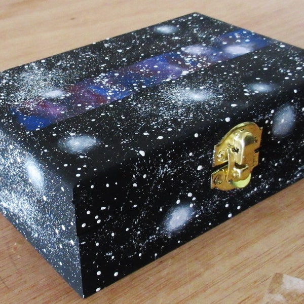 Galaxy Stripe Manifestation Box - Altar box, Jewelry box, Painted box