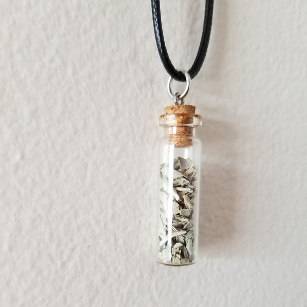 Sage Bottle Necklace - Crushed Leaves