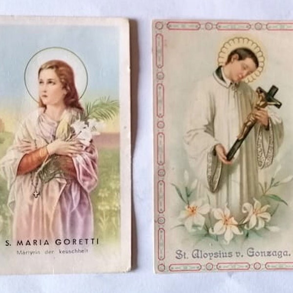 Retro Heiligenbilder Vintage 50er Saints Vintage Collection bunte Heilige Bilder Retro Bildchen Maria Goretti Aloysius von Gonzaga Barbara