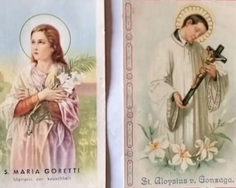 Stampe religiose vintage anni '50, Maria Goretti, Aloysius, Barbara