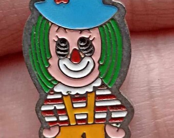 Ciondolo da clown vintage anni '70, gioiello per bambini in acciaio inossidabile