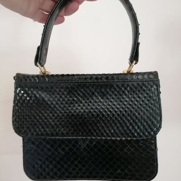 Schlangenleder Handtasche Sixties Vintage Rockabilly Original Snakeskin Handbag Retro Fashion 60er Vintage
