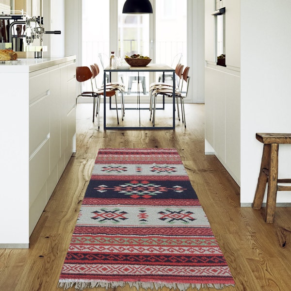 Kilim Runner / 78x200 cm / Reversible cotton runner / Kilim rug / Home decor / Kilim wallhanging / Boho rug / Ethnic rug / Colorful carpet