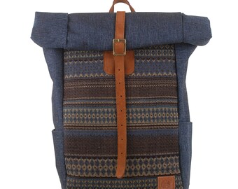 Roll top bag Kilim backpack Ethnic pattern Tassen & portemonnees Rugzakken Large/  Roll top backpack Boho backpack School bag Canvas backpack Laptop backpack 