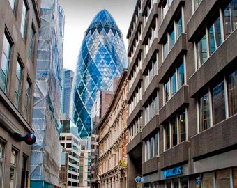 30 St Mary Axe The Gherkin London England UK color portrait photograph picture print